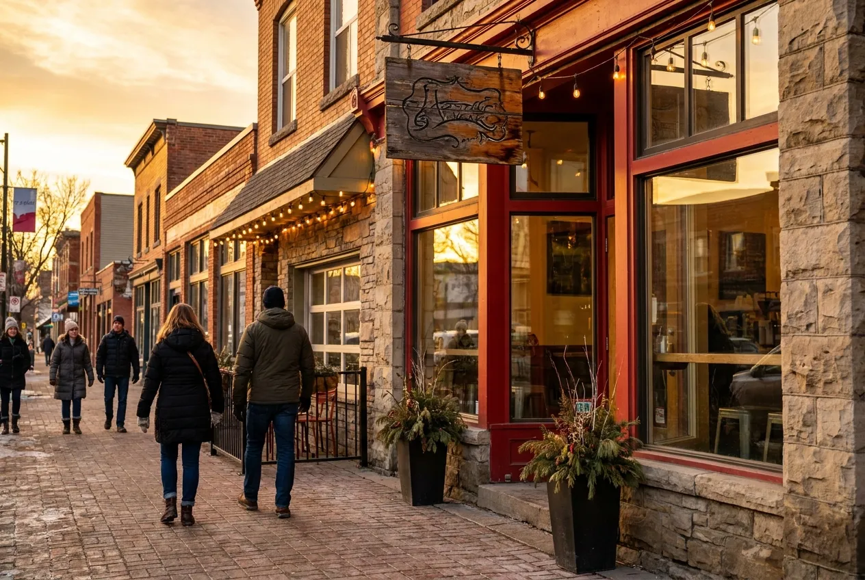 A Kensington storefront on a bright Calgary morning