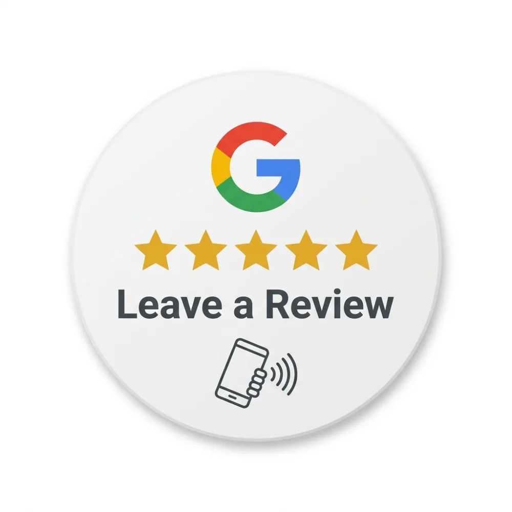 38mm NFC tap-to-review Google review coin — Review Tap design two